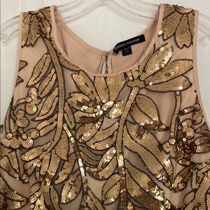 Boston Proper Gold Sequin Sheath Dress